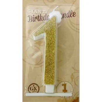 Svíčka Svíčka velká zlatá číslo 1 6432 dortis