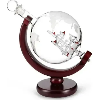 Glóbus na whisky s karafou a sklenicemi | whisky set, dárková sada - Bez sady šálků