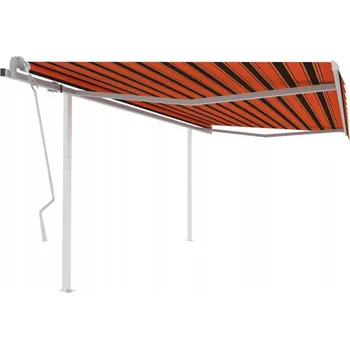 Markýza Ručně navíjecí markýza se sloupky, 4,5 x 3,5 m, oranžovo-hnědá