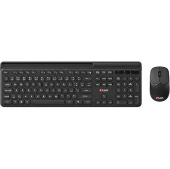 Klávesnice C-TECH WLKMC-05B Quallis, bezdrátový set klávesnice s myší,odkládací prostor,USB, CZ/SK, č (WLKMC-05B)