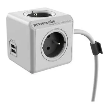 Napájecí kabel Síťový kabel 230V prodlužovací, CEE7 (vidlice) - POWERCUBE, 1.5m, EXTENDED USB, šedý, POWE (8718444082217)