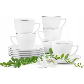 SADA ŠÁLKŮ PRO 6 OSOB Z PORCELÁNU BOSS S PLATINOVOU LINII A VÁZOU