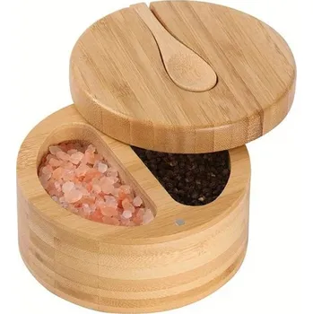 Dóza na potraviny Dřevěná dóza na koření s víčkem a lžičkou | dóza, kořenka - B-2