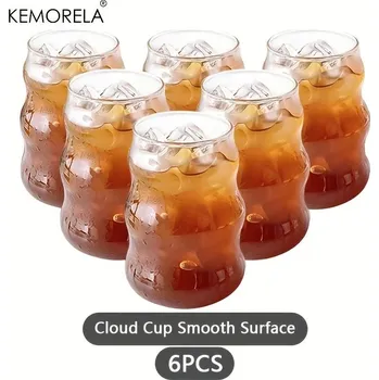 Sklenice Pruhovaná čirá sklenice na kávu a čaj | skleněný hrnek, pohár - 6KS-B