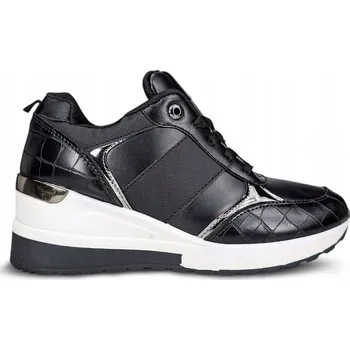 Dámské tenisky Černé Dámské Kožené Boty Na Klínku Pohodlné Tenisky Módní Botasky 41