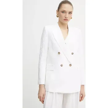 Dámské sako Sako s příměsí lnu Ermanno Firenze bílá barva, 56TI021ES1 00X, vel. 36