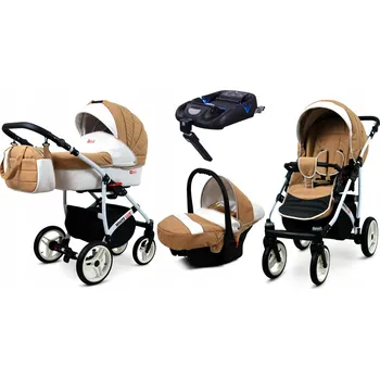 Kočárek Dětský kočárek 4v1 BabyLux WhiteLux – sportovní kočárek, hluboká korba, autosedačka, základna ISOFIX