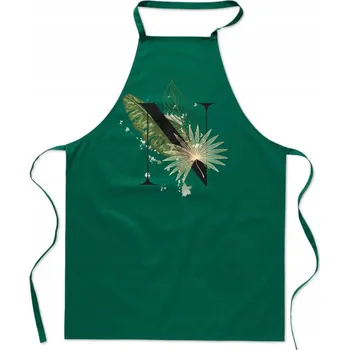 Kuchyňská zástěra KUCHYŇSKÁ ZÁSTĚRA zelená S PÍSMENEM N jméno Natalia Nikola Norbert FA_378_z