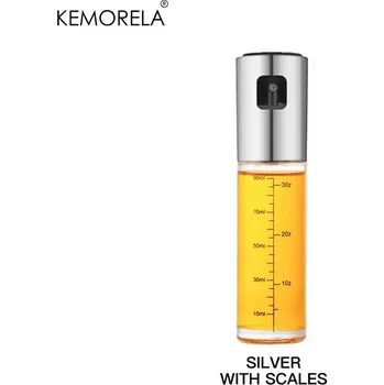 Nádoba na olej a ocet Sprej na olej do kuchyně s dávkovačem bez kapání | dávkovač oleje, skleněná láhev - SilverScale