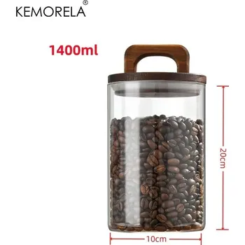 Dóza na potraviny Skleněná dóza s víkem na čaj kávu potraviny | kuchyňská dóza, úložná nádoba - 1400 ml