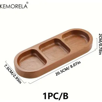 Dřevěný snídaňový podnos s přihrádkami na omáčky a sushi | dřevěný podnos, servírovací tác - 3 čtverce