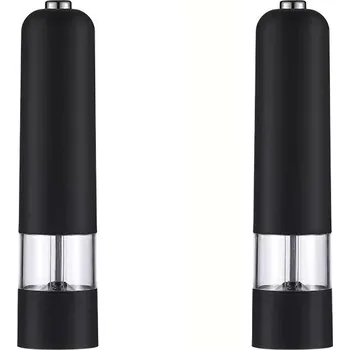 Mlýnek na koření Elektrický mlýnek na pepř a sůl s nastavitelnou hrubostí | elektrický mlýnek, kuchyňský pomocník - Černá 2ks