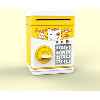 Pokladnička Pokladnička pro děti s heslem a víkem Žlutá-otevřeno klíčem