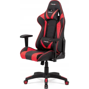 Autronic Kancelářská židle houpací mechanismus, černá + červená ekokůže, plastový kříž - KA-F03 ČERVENÁ