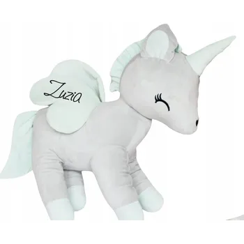 plyšák Plyšový Mazlíček Přítulníček Jednorožec Gigant - Šedo-mentolový