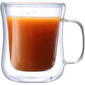 Skleněný hrnek s tepelnou izolací na kávu a čaj | průhledný hrnek, designový hrnek - 220 ml