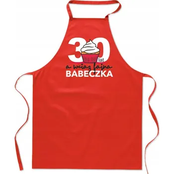 Kuchyňská zástěra KUCHYŇSKÁ ZÁSTĚRA červená NAROZENINY 30 let CUPCAKE dámská dárek FA_720_cw