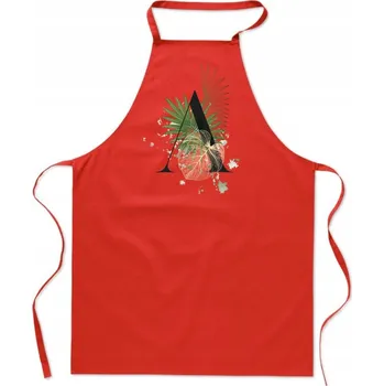 Kuchyňská zástěra KUCHYŇSKÁ ZÁSTĚRA červená S PÍSMENEM A jméno Amelia Ania Alan Adam FA_388_cw