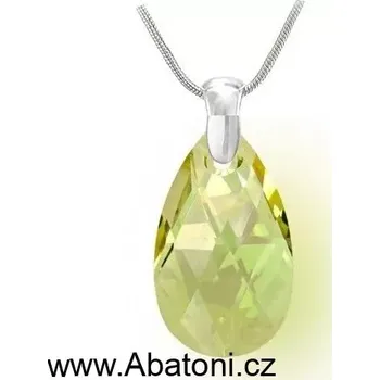 Náhrdelník Swarovski Elements Pear krystal 22mm - Stříbrný náhrdelník (přívěsek + řetízek) visací zelená slza, kapka 54025.3 Luminous Green (zelená velmi světlá, žluto zelená)