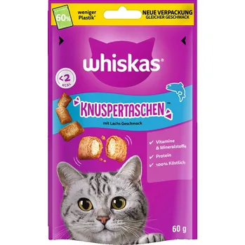 Pamlsek pro kočku 6x60g Whiskas křupavé taštičky - Losos