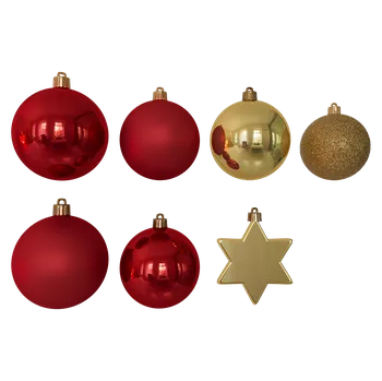 Vánoční dekorace Sada vánočních baněk, červeno-zlatá, plast, 20 ks 905240