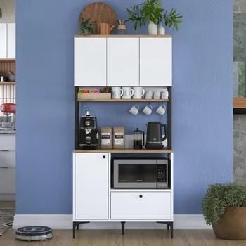 Šatní skříň Casarredo STAITI policová skříň na mikrovlnku, bílá/ořech