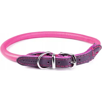 Obojek pro psa Kožený antialergický luxusní obojek růžový ručně šitý 10mm 53-58cm