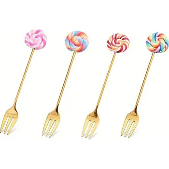Příbor 4 ks Nerezový dětský příbor s roztomilým motivem | dětský příbor, dezertní příbor - Candy-Fork-4KS