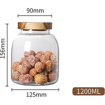 Dóza na potraviny Skleněná dóza na mouku a cukr s víkem z akácie | dóza, nádoba - 1,2 l