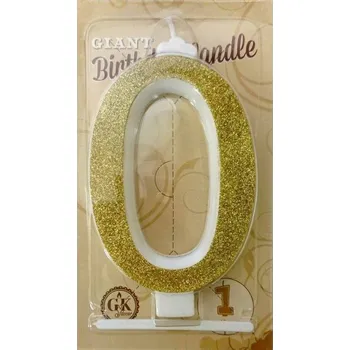 Svíčka Svíčka velká zlatá číslo 0 6431 dortis