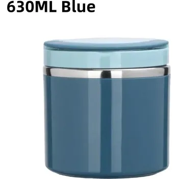 Termobox Nerezová termo dóza na jídlo s víkem | termoska, jídelní box - Modrá - 630 ml