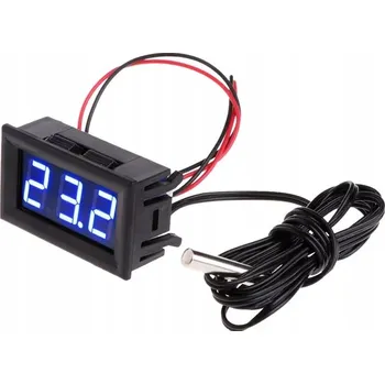 Domácí teploměr Panelový teploměr s externí sondou, modrý LED displej