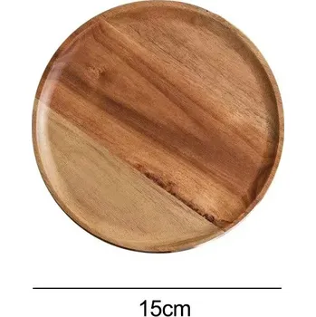 Dřevěný kulatý servírovací tác retro | dřevěný podnos, servírovací tác - 15 cm