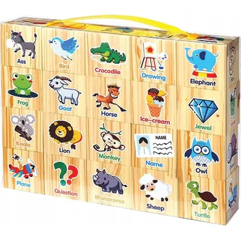 ostatní stavebnice STAVEBNICE EDUKAČNÍ DŘEVĚNÉ UČENÍ ANGLIČTINY PRO DĚTI 20 DÍLKŮ