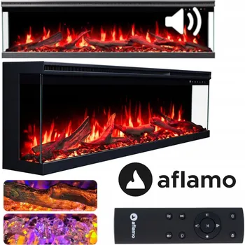 Elektrický krb do vestavby s topením Aflamo černý 1500 W 100 x 39 x 20 cm