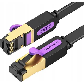 Síťový kabel Plochý síťový kabel UTP CAT7 Vention ICABF RJ45 Ethernet 10Gbps 1m černý