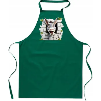 Kuchyňská zástěra KUCHYŇSKÁ ZÁSTĚRA bavlna zelená díra OSEL vtipná Shrek FA_474_z