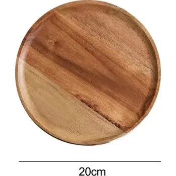 Dřevěný kulatý servírovací tác retro | dřevěný podnos, servírovací tác - 20 CM