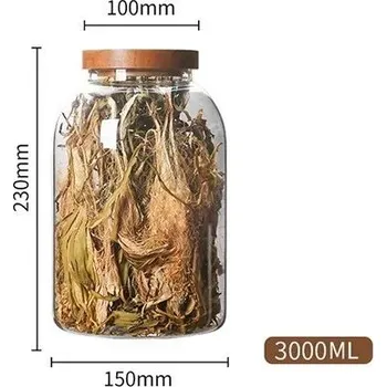 Dóza na potraviny Skleněná dóza na mouku a cukr s víkem z akácie | dóza, nádoba - 3L