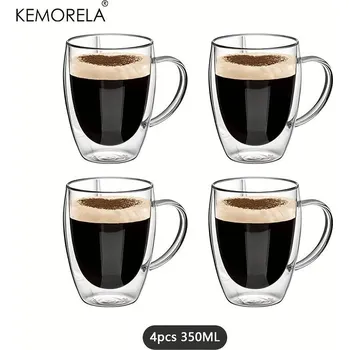 Skleněný cappuccino hrnek s dvojitou stěnou a uchem | hrnek, šálek - 4KS