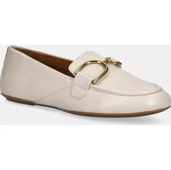 Dámské mokasíny Kožené mokasíny Geox D PALMARIA dámské, béžová barva, na plochém podpatku, D45MUJ 000TU C1122 D45MUJ.000TU.C1122 01X, EUR 40