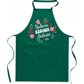 Kuchyňská zástěra KUCHYŇSKÁ ZÁSTĚRA zelená BABIČKA dárek ke Dni květin FA_418_z