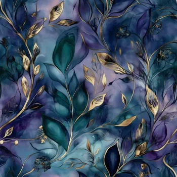 Venezia, Fialovopetrolejové listy se zlatem (E)** (Polyesterový úplet Venezia)