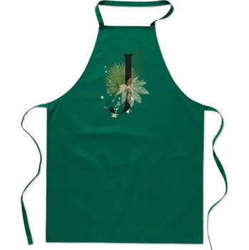 Kuchyňská zástěra KUCHYŇSKÁ ZÁSTĚRA zelená S PÍSMENEM J (jméno Jessica, Joanna, Jola, Jan) FA_389_z