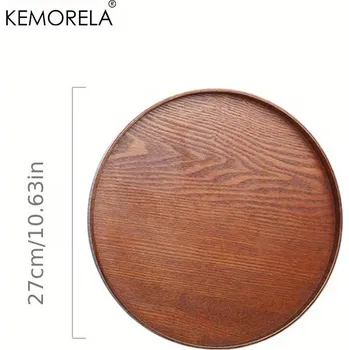 Kulatý servírovací tác ve farmářském stylu | dřevěný tác, servírovací tác - B