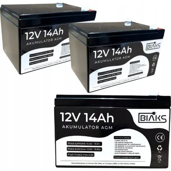 Záložní baterie 2x Akumulátor AGM 12V 14Ah BIAKS (rozměr jako 10Ah 12Ah 15Ah) pro alarm, solární systémy