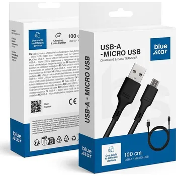 Datový kabel Kabel Blue Star USB typ C - microUSB typ B, 1 m, černý