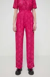 Kalhoty Desigual DHARMA dámské, růžová barva, jednoduché, high waist, 24SWPW22, vel. S