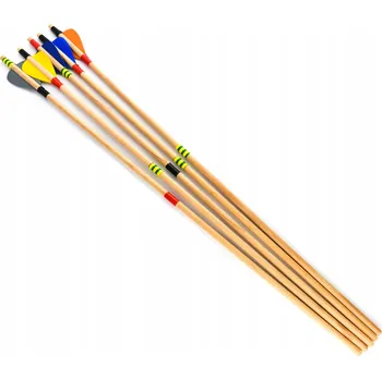 Sportovní střelba DŘEVĚNÉ ŠÍPY DO LUKU 60CM SADA 5 KUSŮ