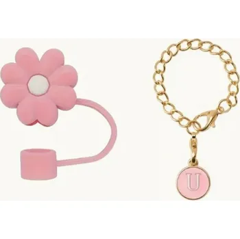 Silikonové víčko na brčko s přívěskem ve tvaru písmene | víčko, doplněk - U